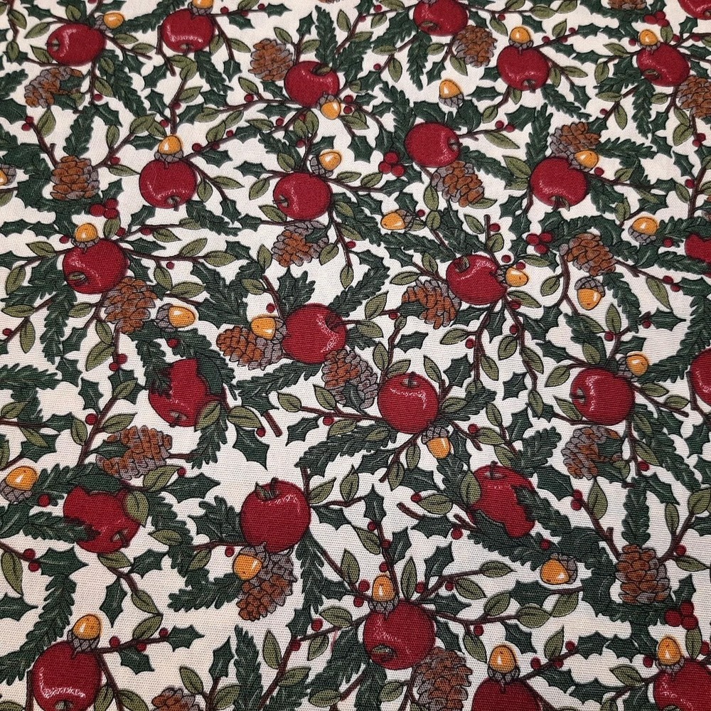A Woodland Christmas Deb Strain for Moda Cotton Fabric Apples Pinecones 1 3/4 Yd